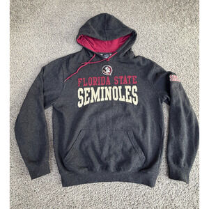 FSU Seminoles Hoodie Mens Medium Gray Red Pullover Sweatshirt Colosseum